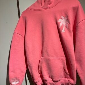Pink Palm Puff "Hawaii Hibiscus" Hoodie in Sonic Pink